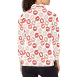 Lips Pattern Print Design 04 Women's Long Sleeve Polo Shirt