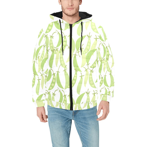 Green Peas Pattern Print Design 03 Men's Padded Hooded Jacket