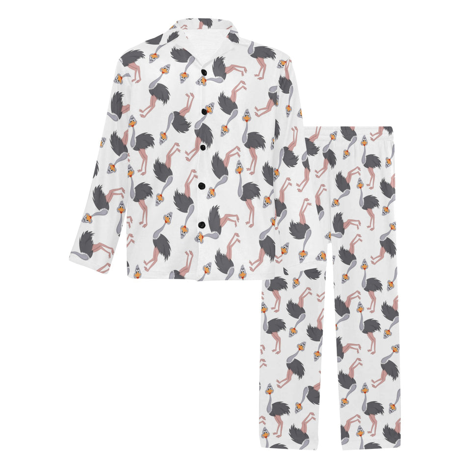 Ostrich Pattern Print Design 02 Men's Long Pajama Set