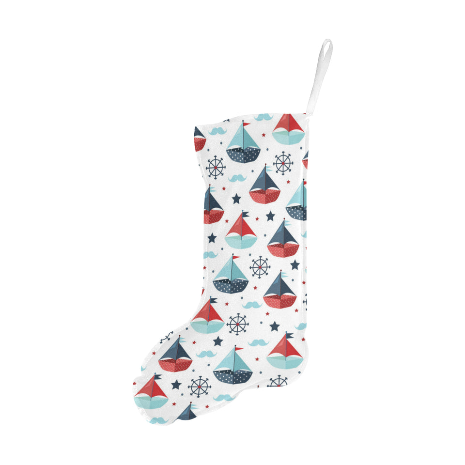 Cute color paper sailboat pattern Christmas Stocking