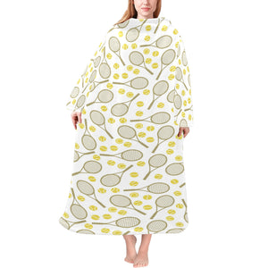 Tennis Pattern Print Design 02 Blanket Robe with Sleeves