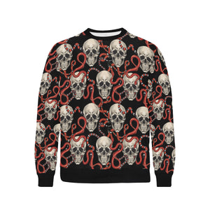 Red snake skull pattern Men's Crew Neck Sweatshirt