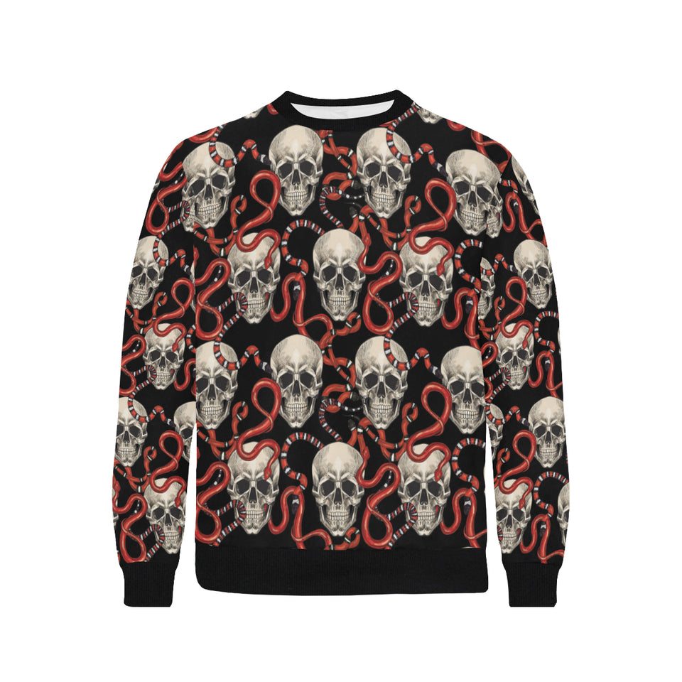 Red snake skull pattern Men's Crew Neck Sweatshirt