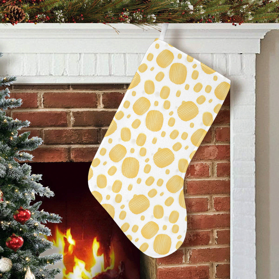 Potato Chips Pattern Print Design 03 Christmas Stocking