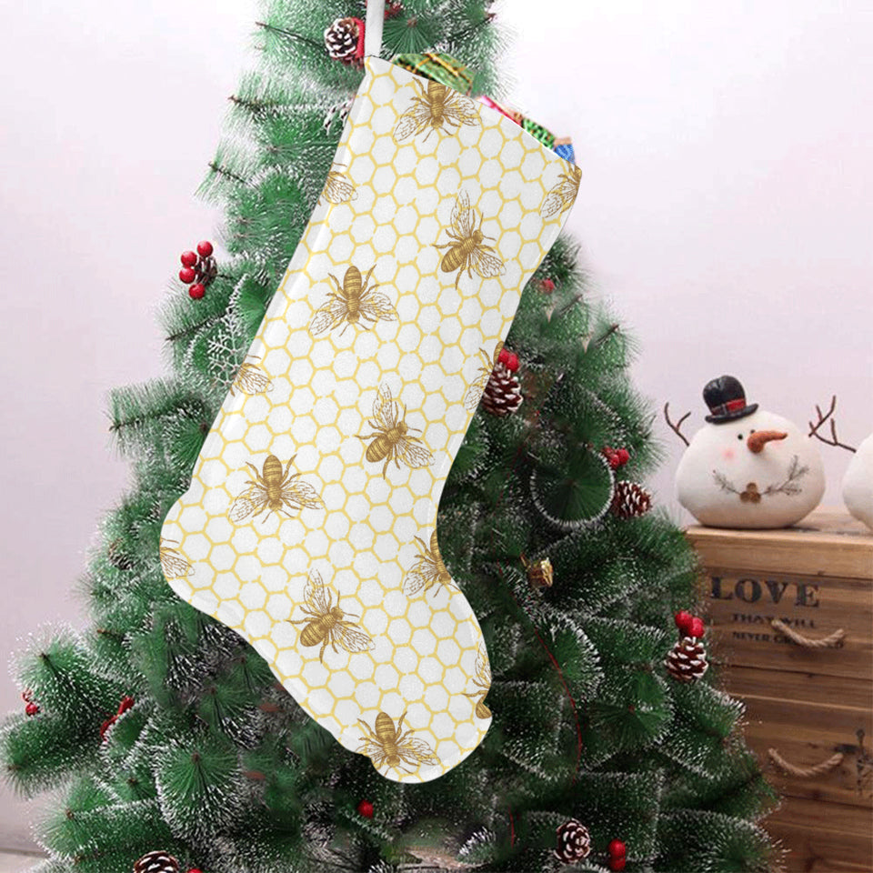 Bee honeycomb seamless design pattern Christmas Stocking