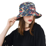 Blue red dragon cloud pattern Unisex Bucket Hat