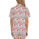 Red mushroom dot pattern Women's V-Neck Short Pajama Set