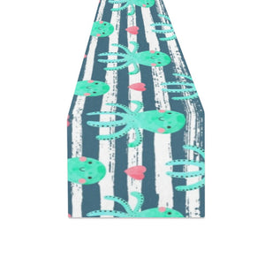 Cute octopuses heart striped background Table Runner
