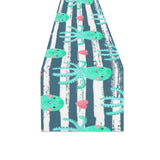 Cute octopuses heart striped background Table Runner