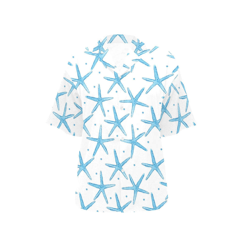 Watercolor starfish pattern Women's All Over Print Hawaiian Shirt