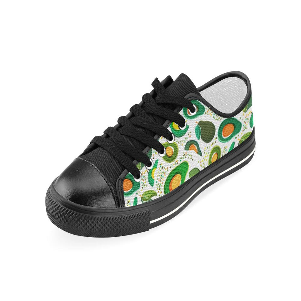 Avocado design pattern Kids' Boys' Girls' Low Top Canvas Shoes Black