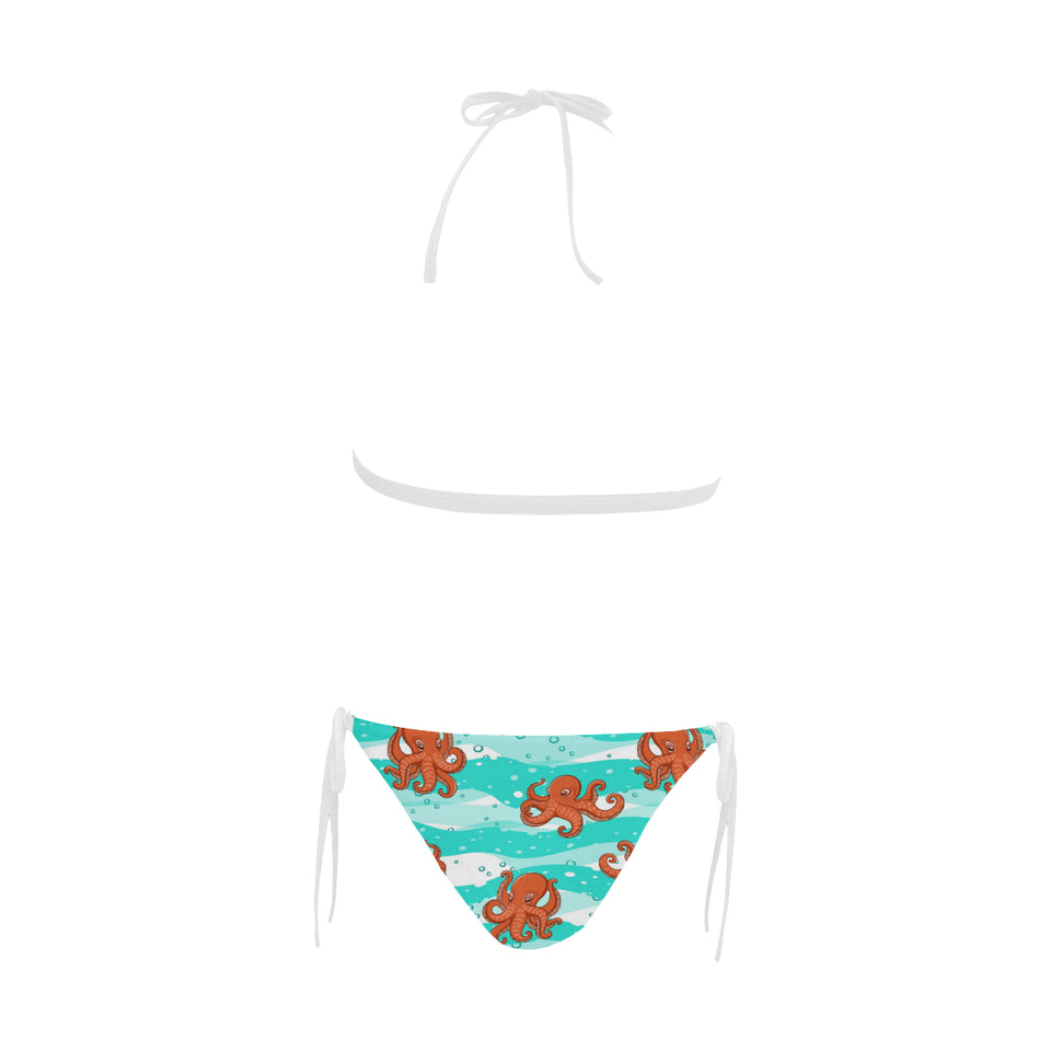Octopuses sea wave background Sexy Bikinis Two-Piece Swimsuits