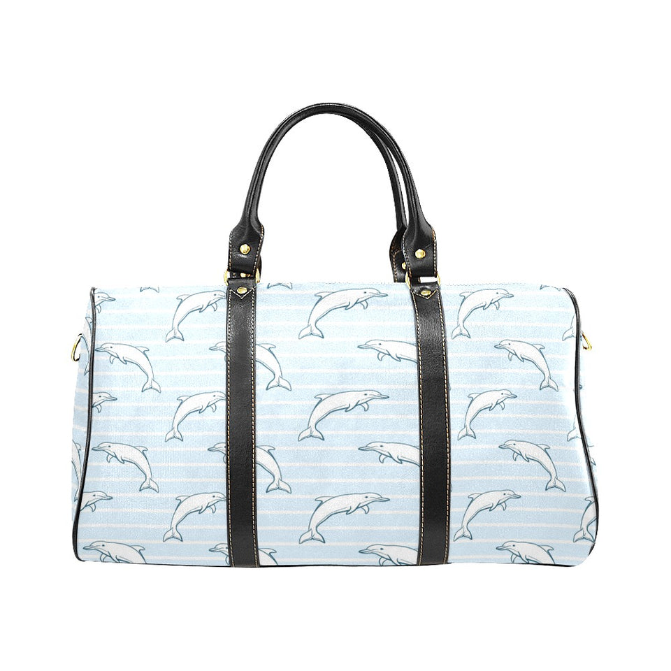 Dolphin blue striped background Travel Bag