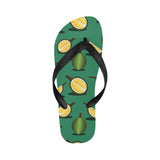 Durian pattern green background Unisex Flip Flops