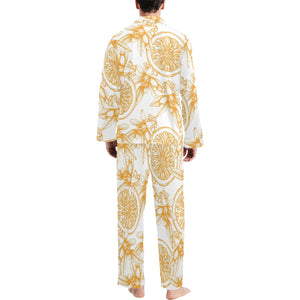 hand drawn orange fruit pattern Men's Long Pajama Set