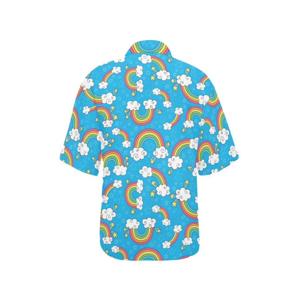 Rainbows Sky Clouds Pattern Women's All Over Print Hawaiian Shirt