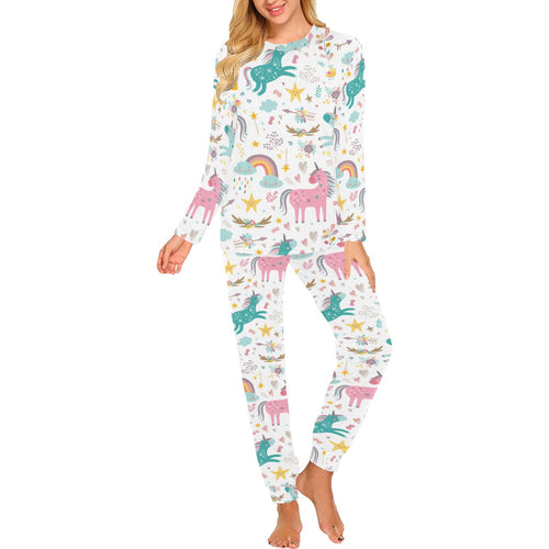 Colorful unicorn pattern Women's All Over Print Pajama Set
