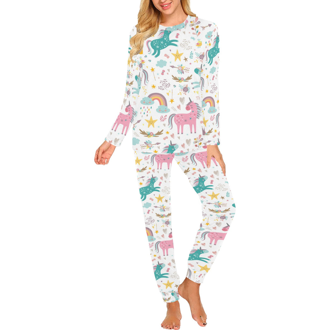 Colorful unicorn pattern Women's All Over Print Pajama Set