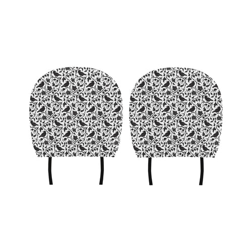 Crow dark floral pattern Car Headrest Cover