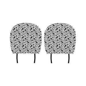 Crow dark floral pattern Car Headrest Cover