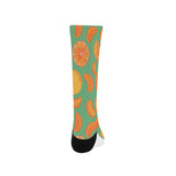 orange fruit pattern green background Crew Socks