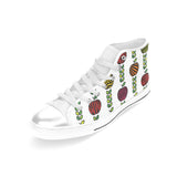 colorful apples leave zebra stripe Women's High Top Canvas Shoes White
