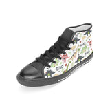 Cute dinosaurs pattern Women's High Top Canvas Shoes Black