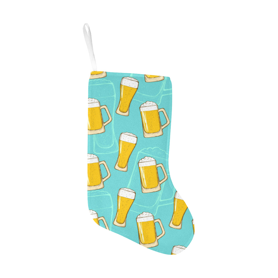 Beer pattern green background Christmas Stocking