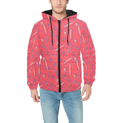 Skate Board Pattern Print Design 01 Men's Padded Hooded Jacket