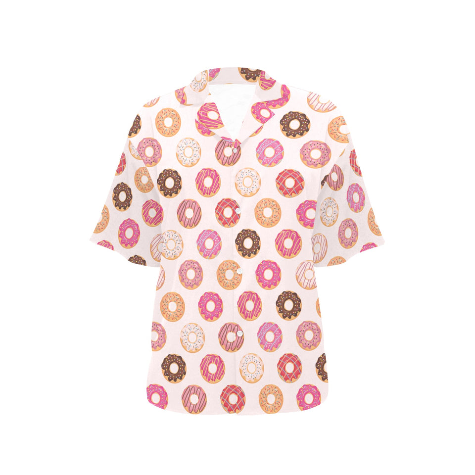 Colorful donut pattern Women's All Over Print Hawaiian Shirt