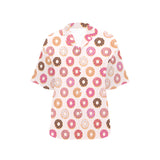 Colorful donut pattern Women's All Over Print Hawaiian Shirt