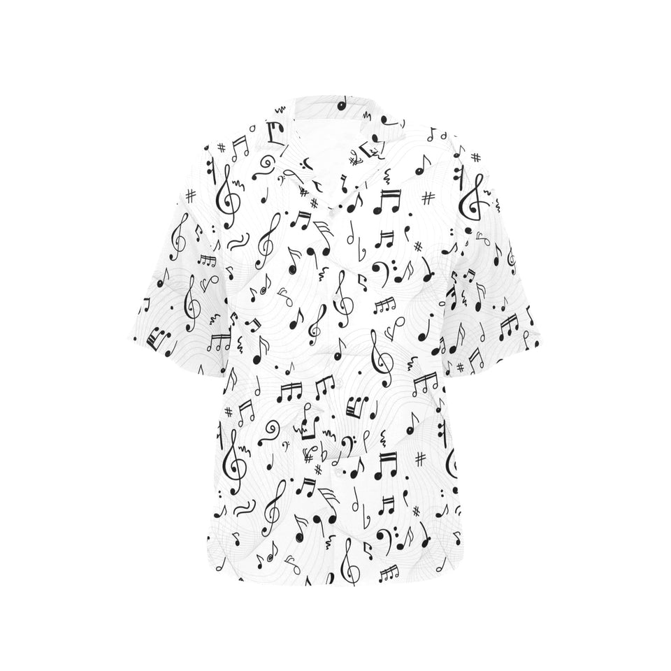 Music Notes Pattern Print Design 04 Women's All Over Print Hawaiian Shirt