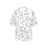 Music Notes Pattern Print Design 04 Women's All Over Print Hawaiian Shirt