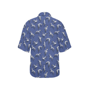 Seagull Pattern Print Design 03 Women's All Over Print Hawaiian Shirt