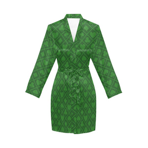 Casino Cards Suits Pattern Print Design 04 Women's Long Sleeve Belted Night Robe