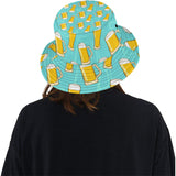 Beer pattern green background Unisex Bucket Hat