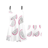 dragon fruit pattern Chest Sexy Pleated Two Piece Swim Dress