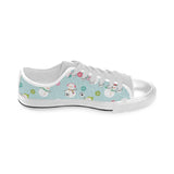 Cute snowman snowflake pattern Men's Low Top Shoes White