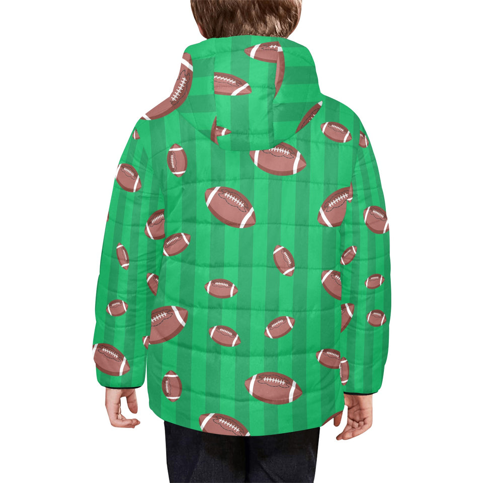 American football ball field background Kids' Boys' Girls' Padded Hooded Jacket