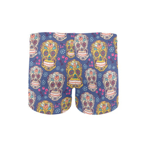 Sugar skull flower pattern Men's Swimming Trunks