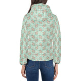Hippopotamus Pattern Print Design 02 Women's Padded Hooded Jacket