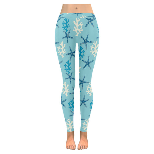 Blue starfish coral reef pattern Women's Legging Fulfilled In US