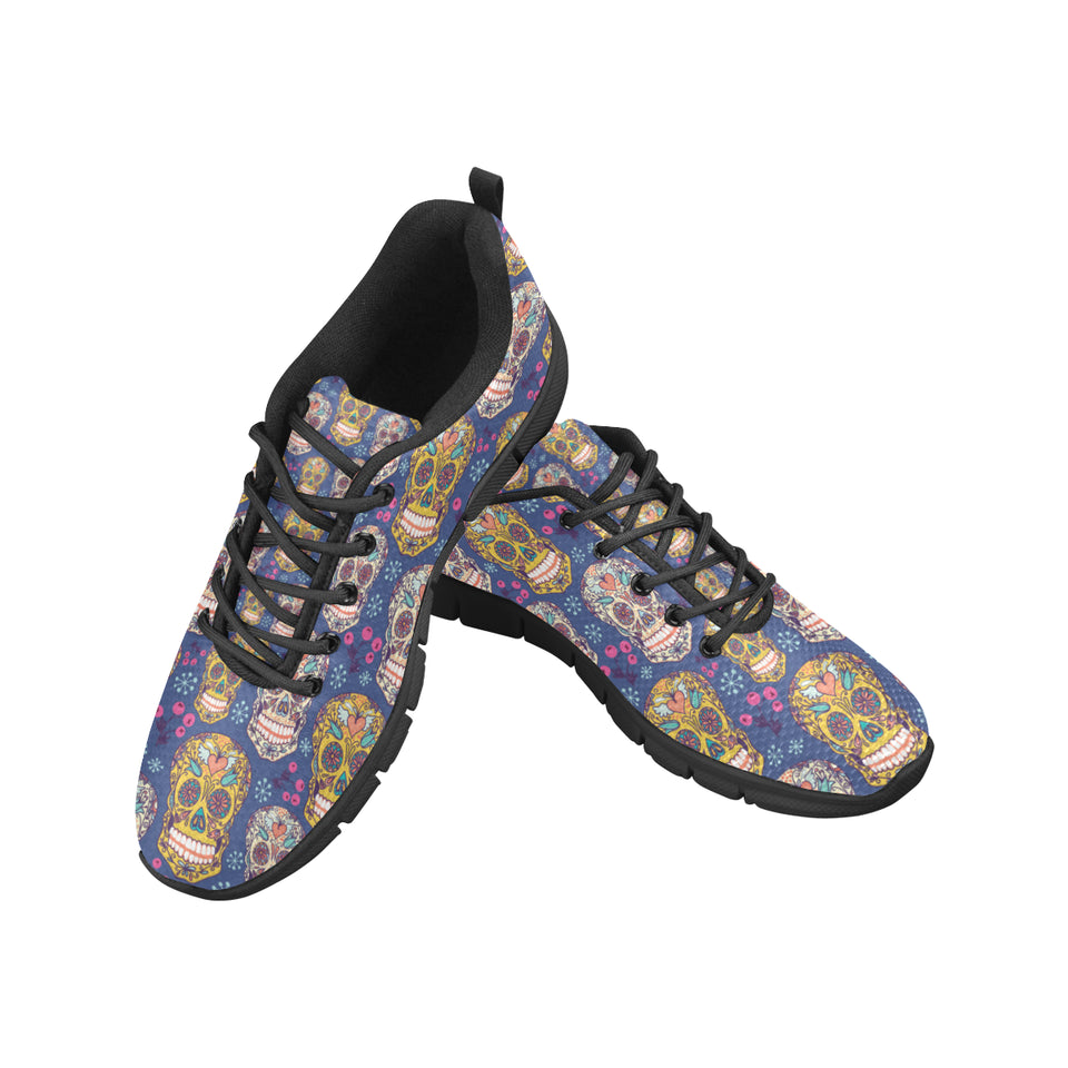 Sugar skull flower pattern Women's Sneaker Shoes