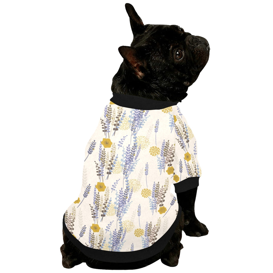 Lavender modern pattern blackground All Over Print Pet Dog Round Neck Fuzzy Shirt