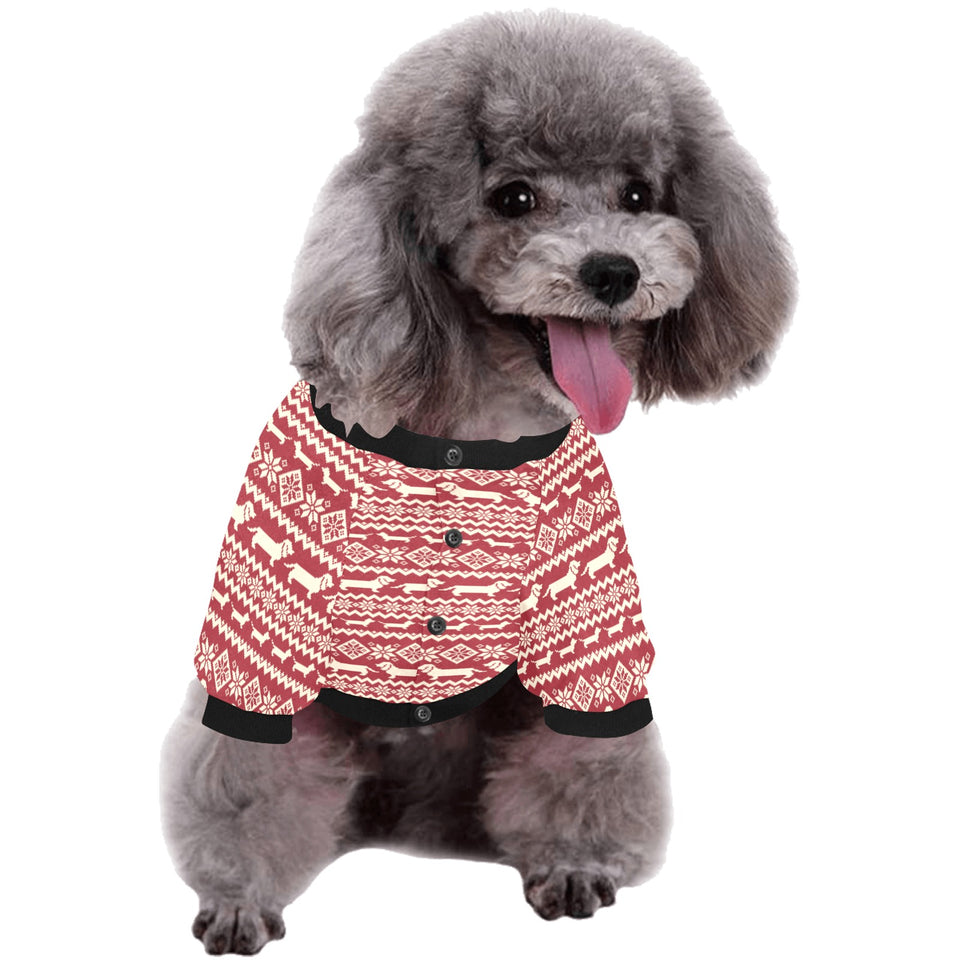 Dachshund Nordic pattern All Over Print Pet Dog Round Neck Fuzzy Shirt