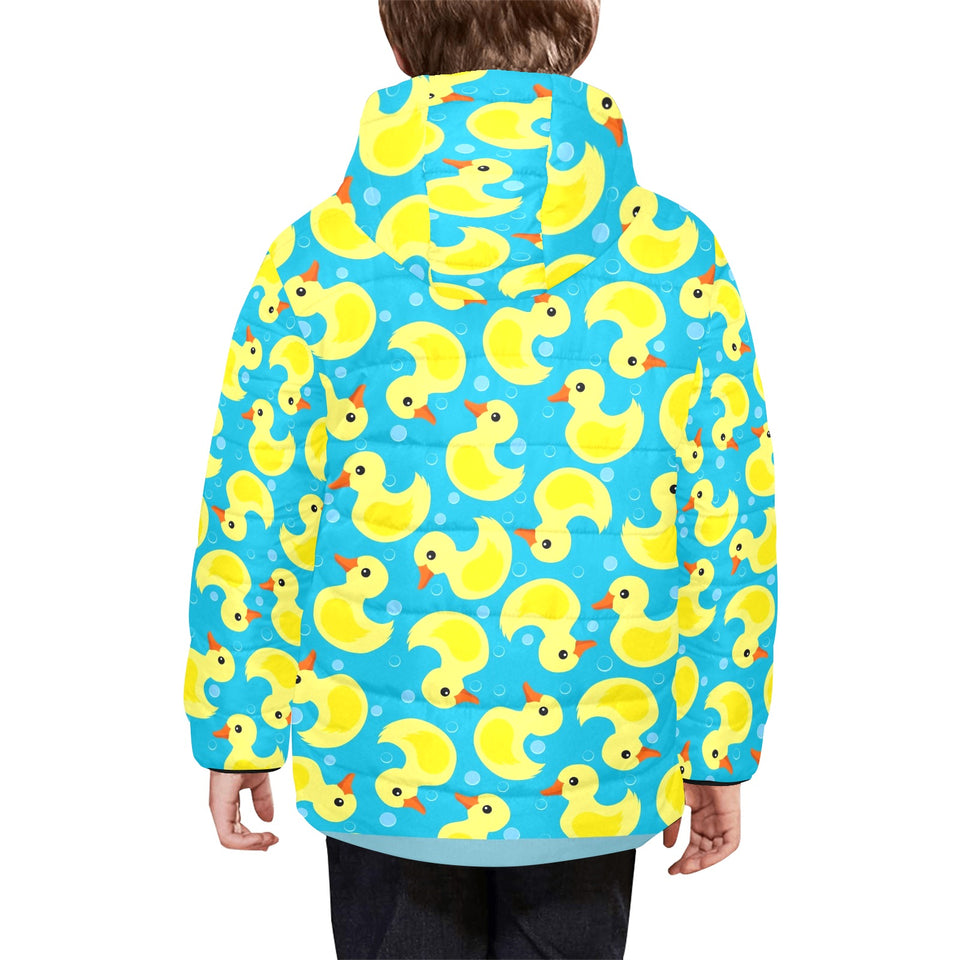 Duck Pattern Print Design 04 Kids' Boys' Girls' Padded Hooded Jacket