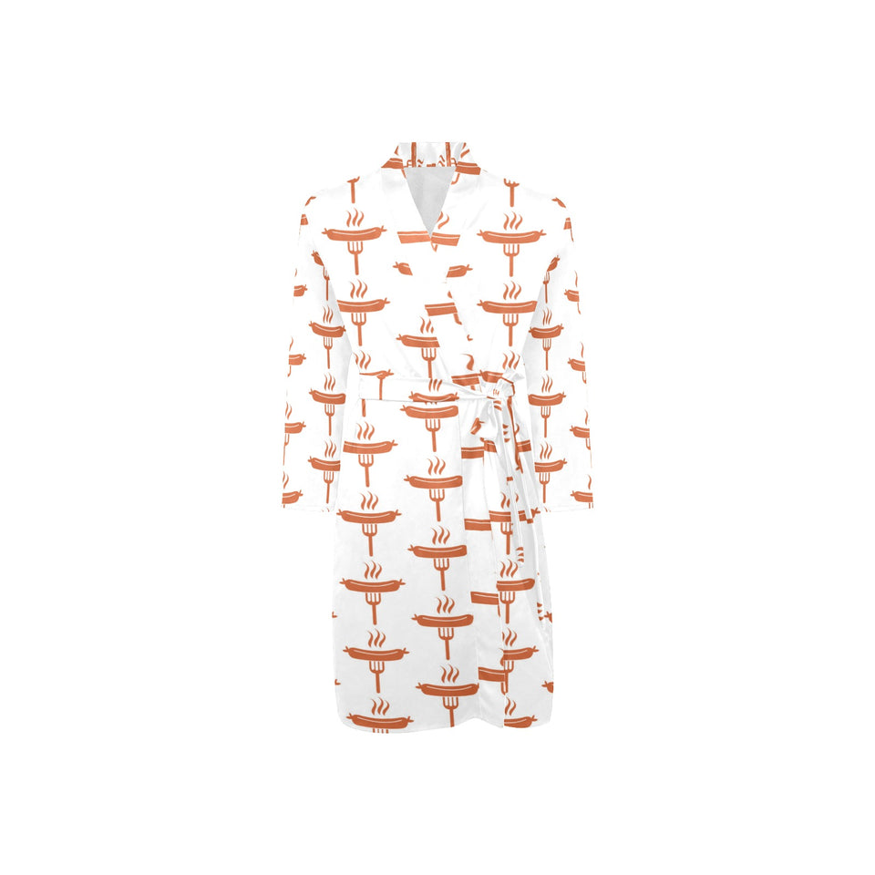 Sausage Pattern Print Design 05 Men's Long Sleeve Belted Night Robe