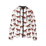 Horses running pattern background Women's Padded Hooded Jacket