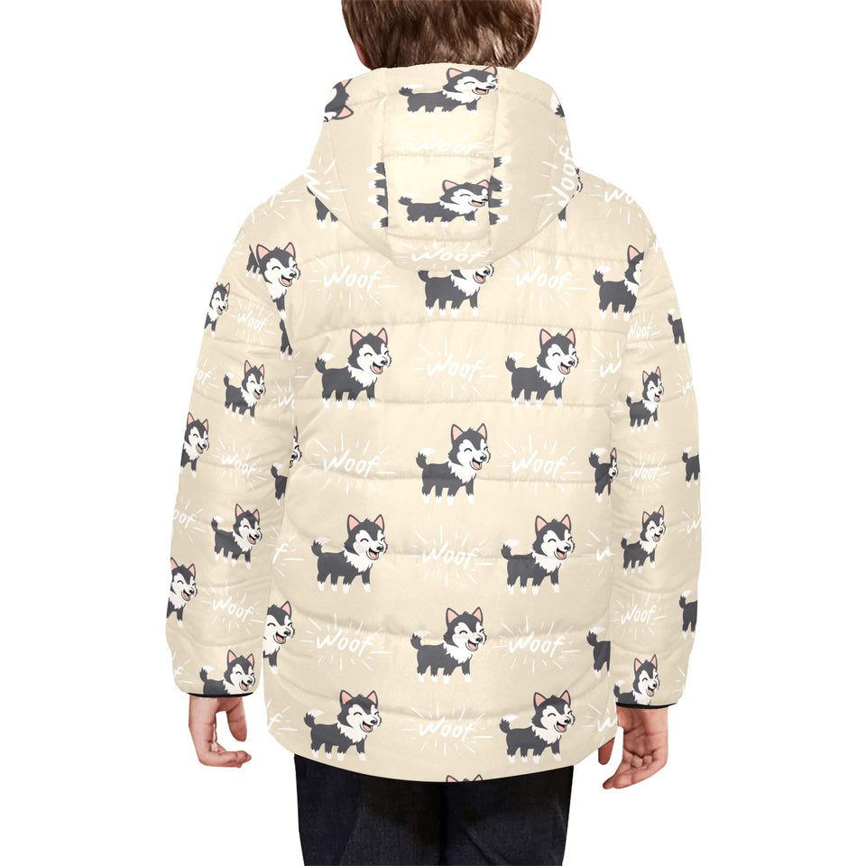 Cute Siberian Husky Kids' Boys' Girls' Padded Hooded Jacket