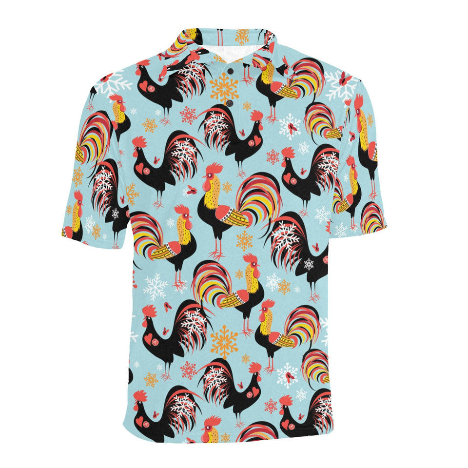 Rooster chicken cock snowfalke Men's All Over Print Polo Shirt